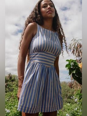 Saylor Renee Mini Stripe Boatneck Poplin Dress Size XS